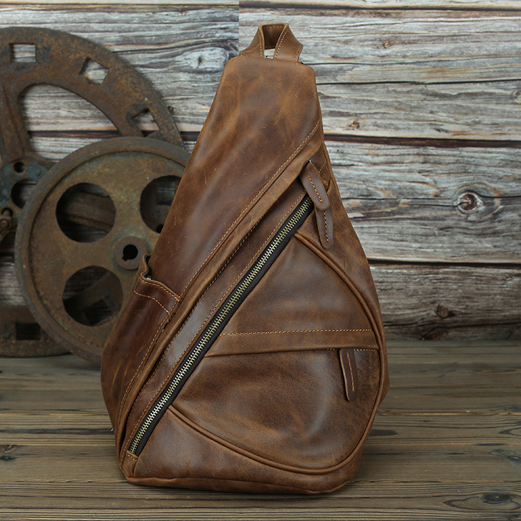 LACHIOUR Mens Genuine Leather Chest Bag Men 