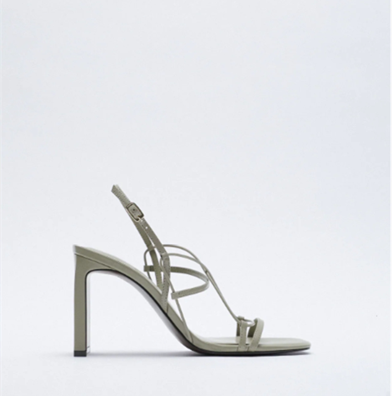 High-Heeled Drawstring Sandals