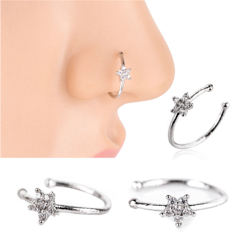 Title 1, Fashionable And Exquisite Zircon Nose Ring Silv...