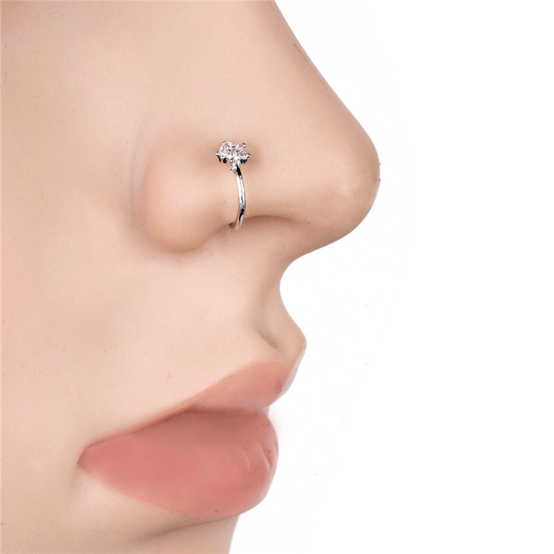 Title 3, Fashionable And Exquisite Zircon Nose Ring Silv...