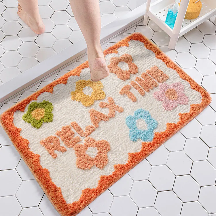 1PC Ins Simple Bathroom Floret Carpet Flower Area Rugs Anti Slip – image 2
