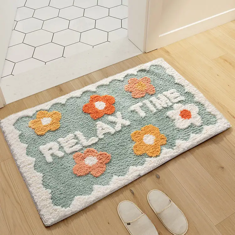 1PC Simple Bathroom Floret Carpet Flower Area Rugs Anti