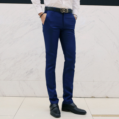 Men's Solid Color Slim Straight Slacks