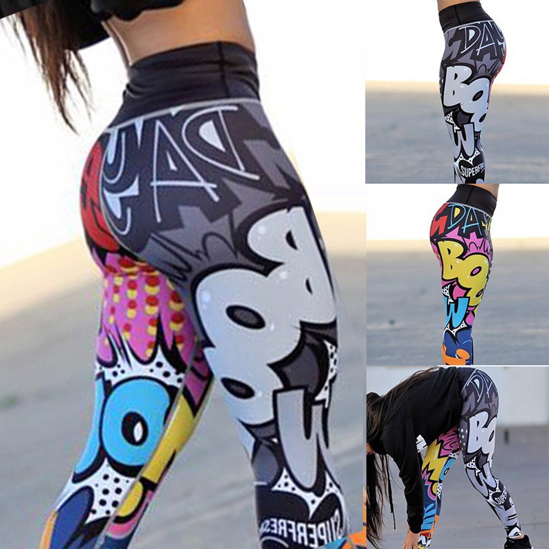 Title 5, Printed Pants Slim Yoga Pants Sports Leggings W...