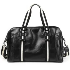 Retro Men's Portable Official Document Messenger Shoulder Bag Fashion Travel PU Leather - Black - View 1