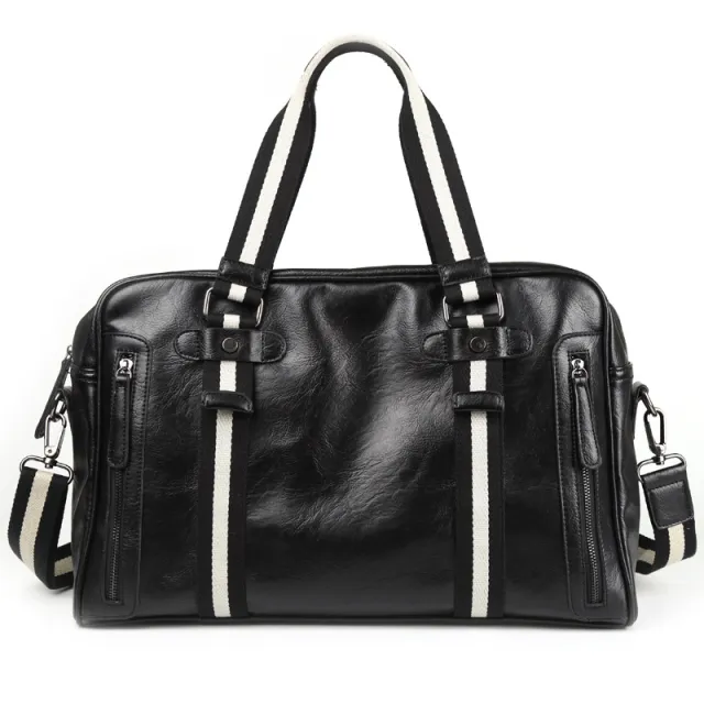 Retro Men's Portable Official Document Messenger Shoulder Bag Fashion Travel PU Leather Black - Shop at LoveMi