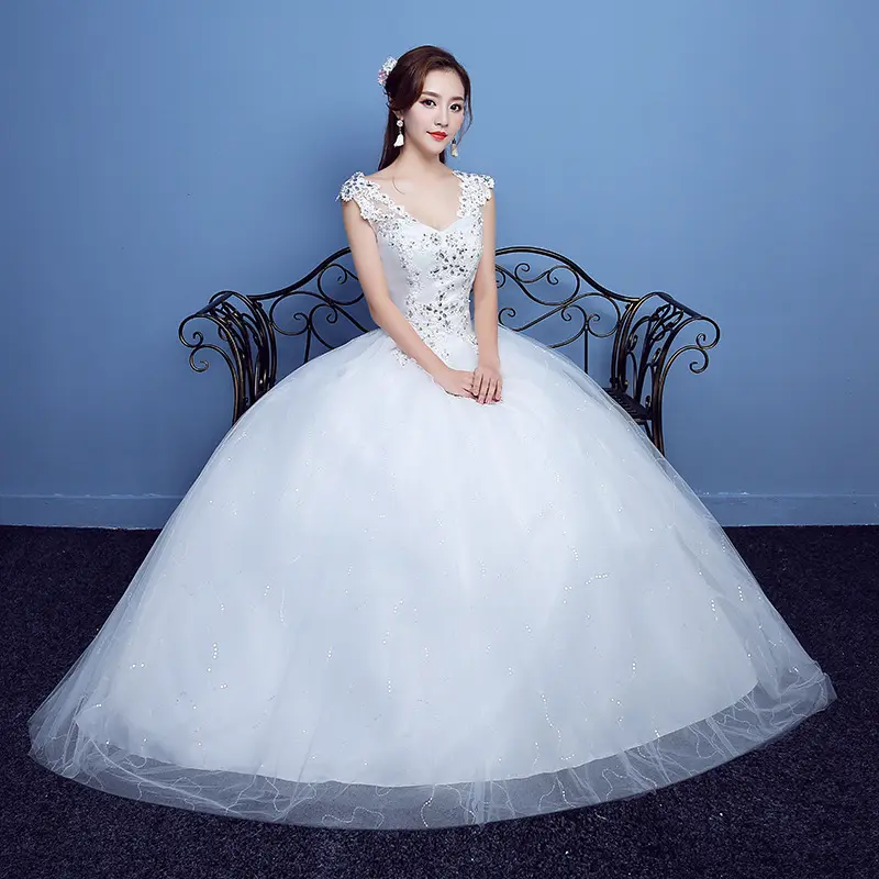 Red Double Shoulder Diamond Lace Wedding Dress