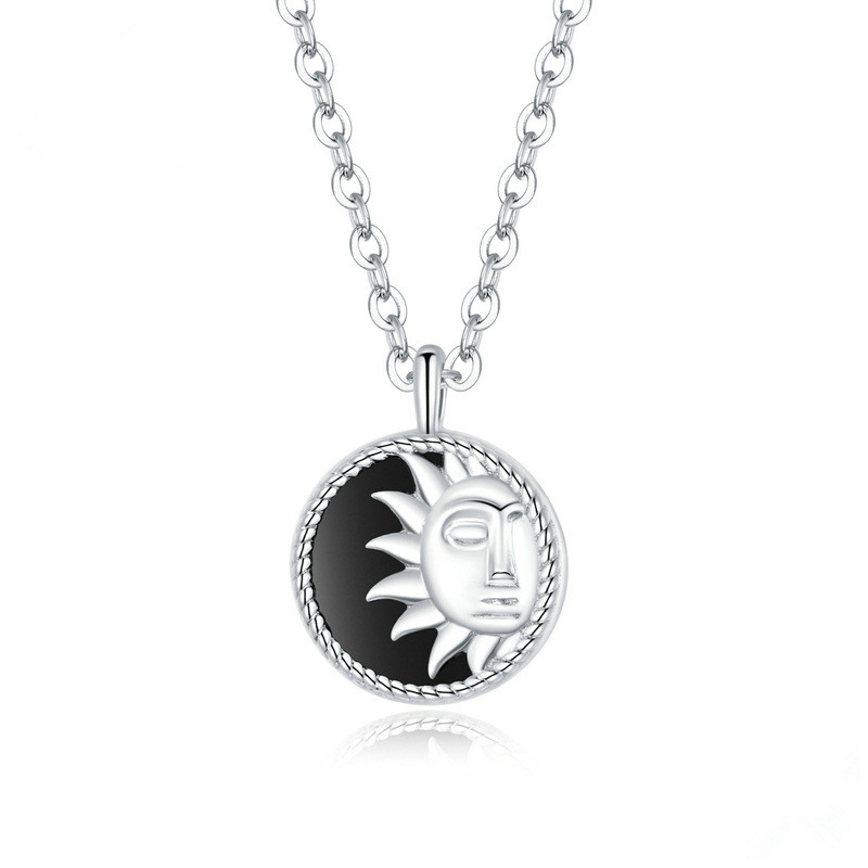 Shiny Sun Necklace in Sterling Silver