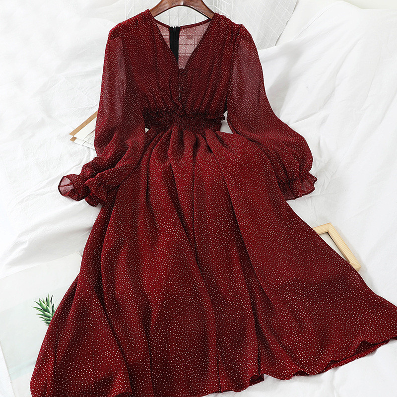 Chiffon Temperament Mid Commuter Point Mid Length Skirt
