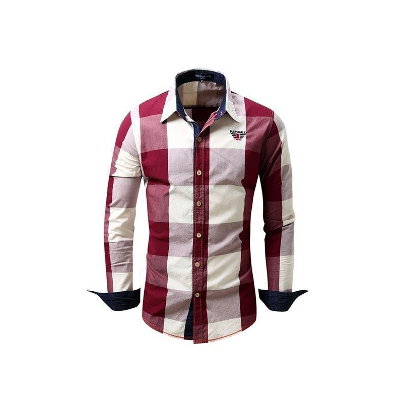 Title 5, Camisa a cuadros casual de manga larga para hom...