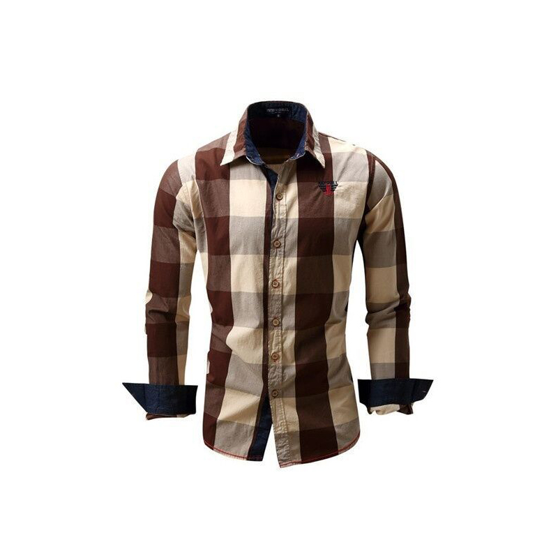 Title 6, Heren casual geruite shirt met lange mouwen. Co...