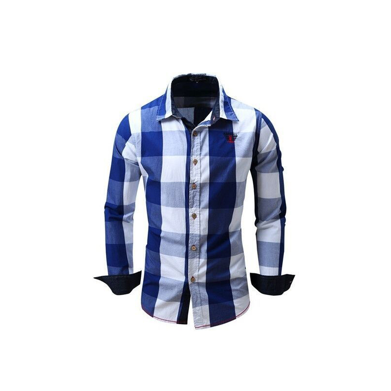 Title 4, Camisa a cuadros casual de manga larga para hom...