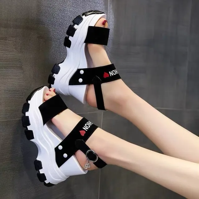 Platform Wedge Sandals For Women, Small Height 10cm High Heel Sandals Black - Shop at LoveMi