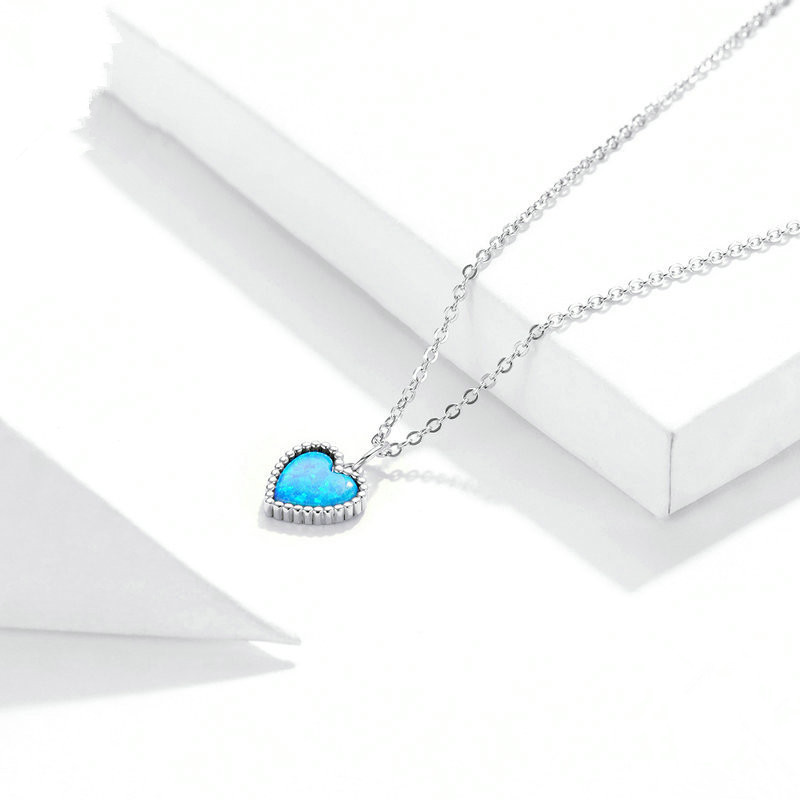 Deep Blue Heart Sterling Silver Necklace