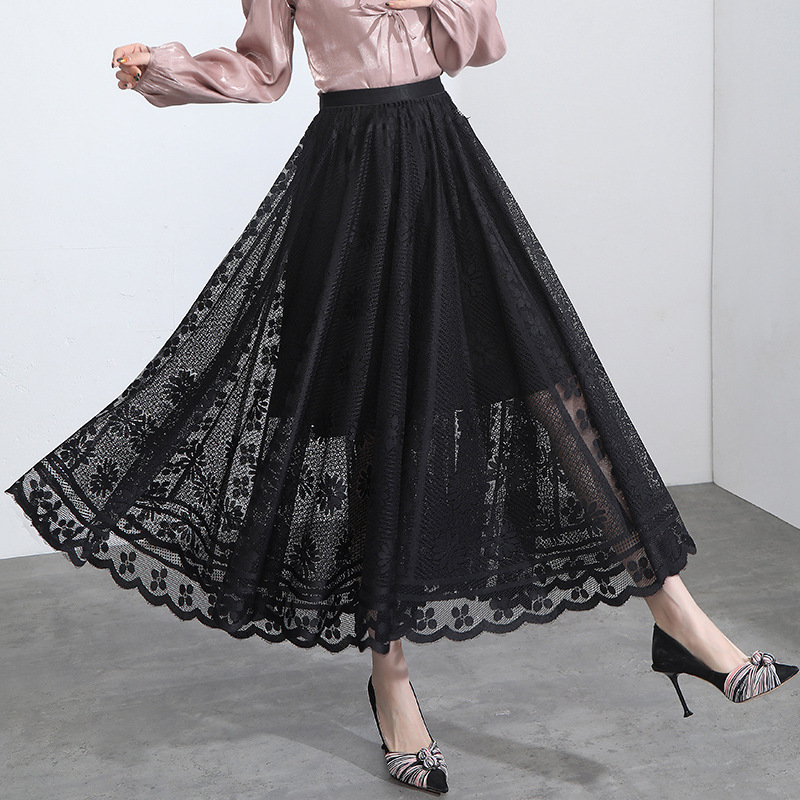 Title 3, Hollow Lace Half-Length Skirt Female Spring And...