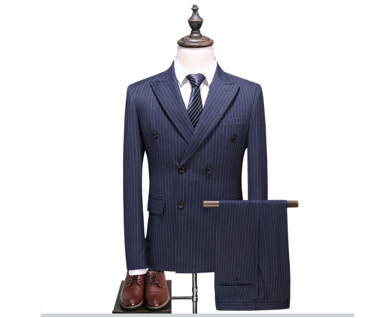 Title 1, New Mens Double-Breasted Striped Suit, Three-P...