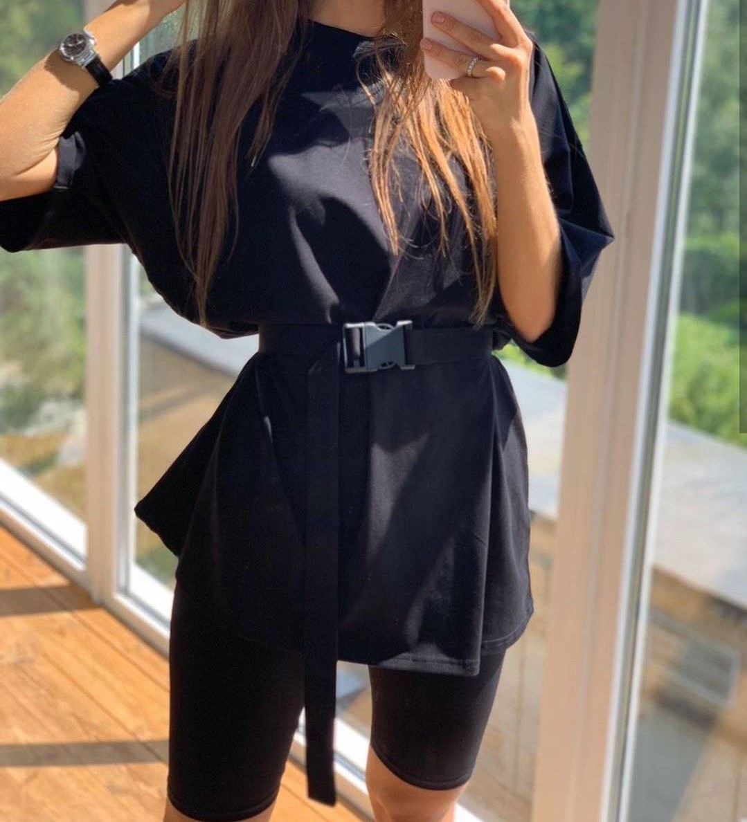 Women's Two-Piece Belt Pure Color Casual Suit