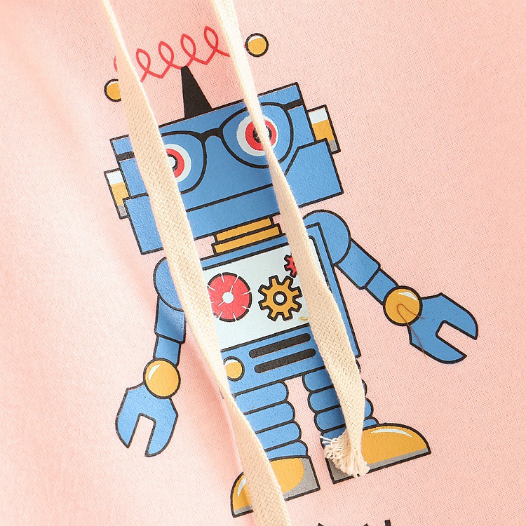 Title 3, Mori Girl Cartoon Robot Print Color-blocking Pl...