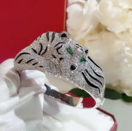 Fashion Big Leopard Full Rhinestone Bracelet Ring