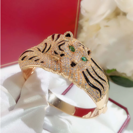 Fashion Big Leopard Full Rhinestone Bracelet Ring Set — foto 4