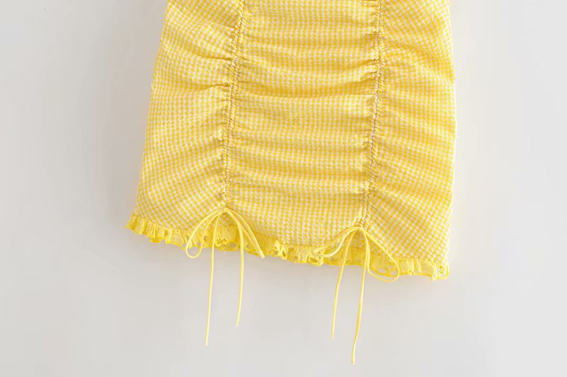 Plaid Stitching Pleated Tether Skirt Hip Skirt