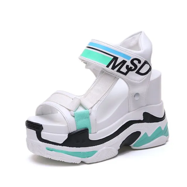 Daddy Sandals Women's Platform Sports Wedge With Velcro Roman Platform Shoes Green - Shop at LoveMi