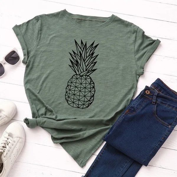 Summer Spot European And American Women'S Pineapple Print Short Sleeved T Shirt Xh1597 5 - Shop at LoveMi