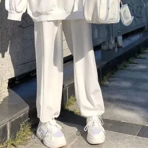 Girl Student Korean Style Loose Rabbit Ears Navy Collar Sweater And Two Piece Slacks Creamy White Pants Plus Velvet - Shop at LoveMi