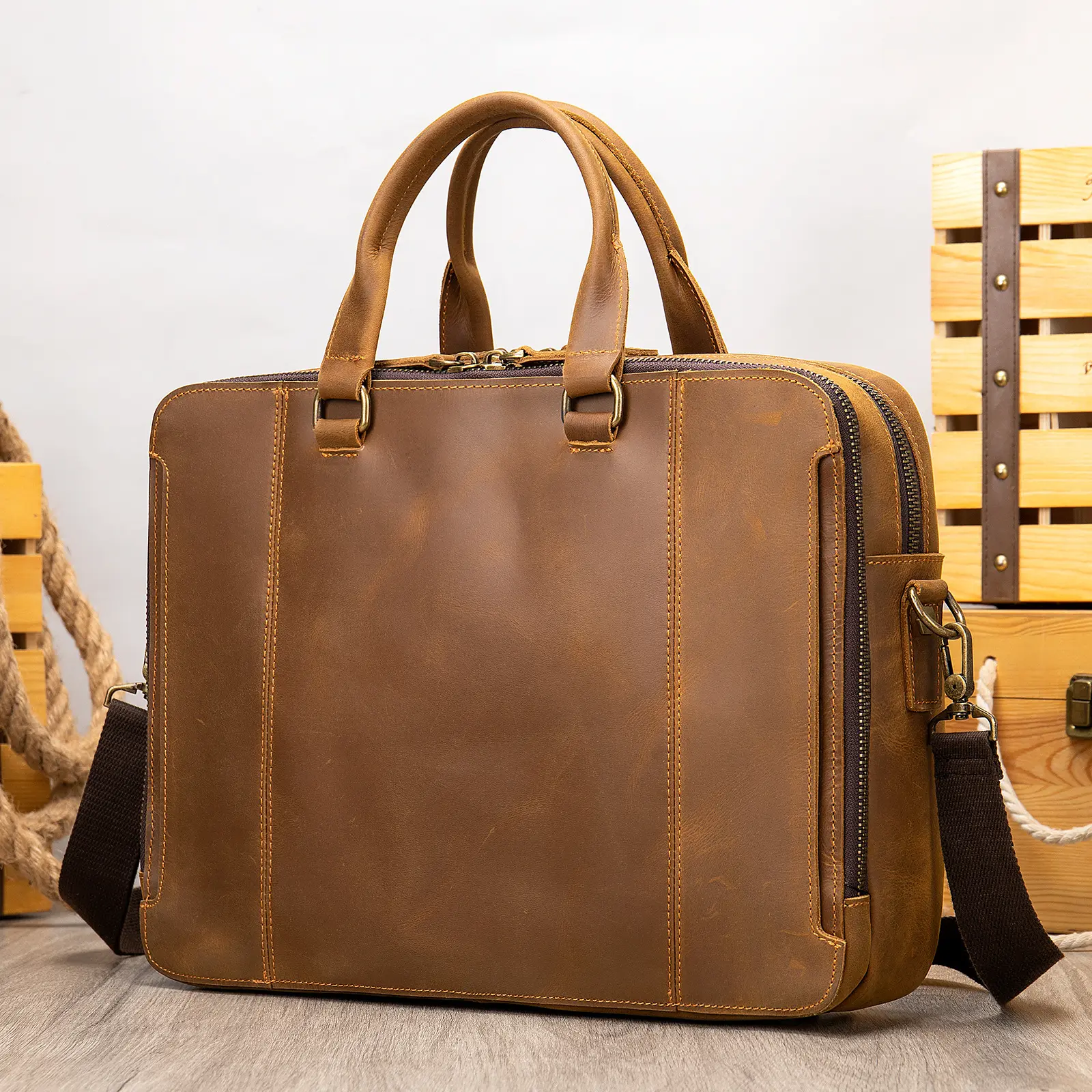 MVA Briefcase, Leather Men's Business Handbag, First