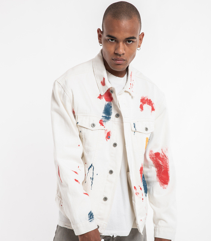 Casual Loose Jacket Hip-hop Print Graffiti Splash Ink Denim Jacket
