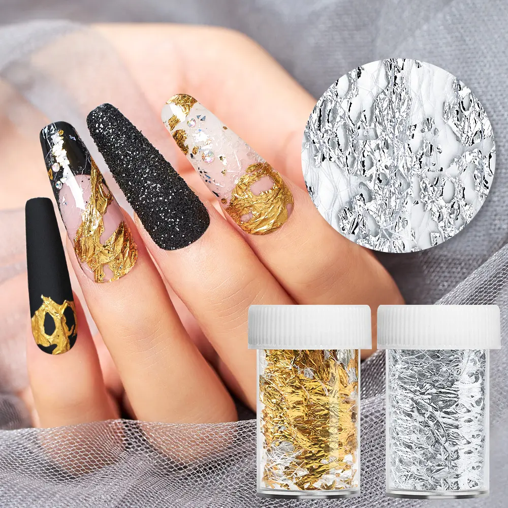 Nail Art Gold Foil Paper Sally Mesh and Silver
