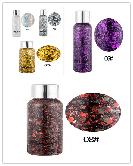 Eye Glitter Nail Hair Body Face Glitter Gel Art Heart Loose Sequins Cream Festival Glitter Decoration Party Tools 5Colors D Set - Shop at LoveMi