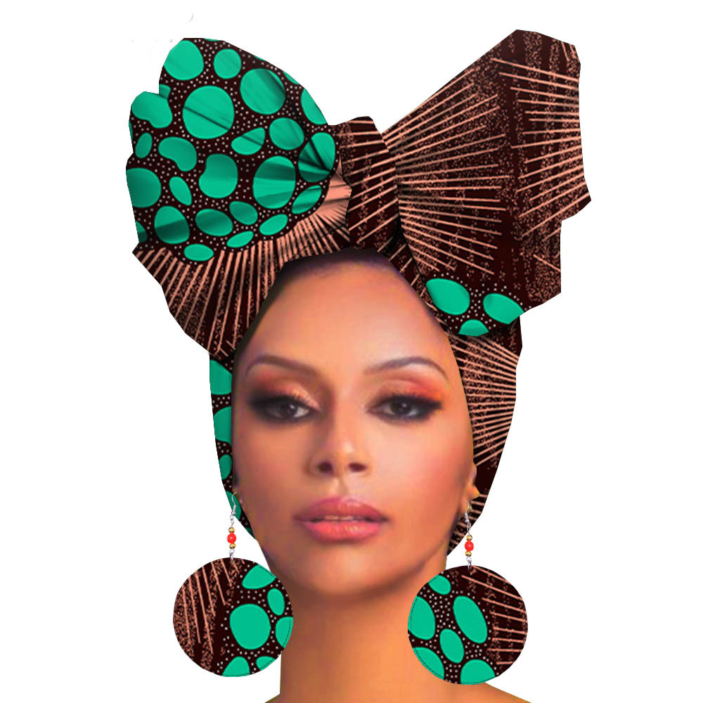 Fashion Printed Cotton Turban Exaggerated Earrings D 55X180Cm - Shop at LoveMi