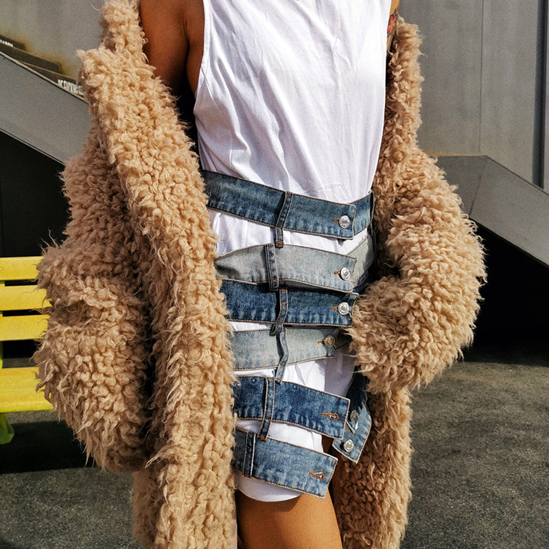 New Fashion High Waist Casual Do Old Hollow Irregular Skirt Women