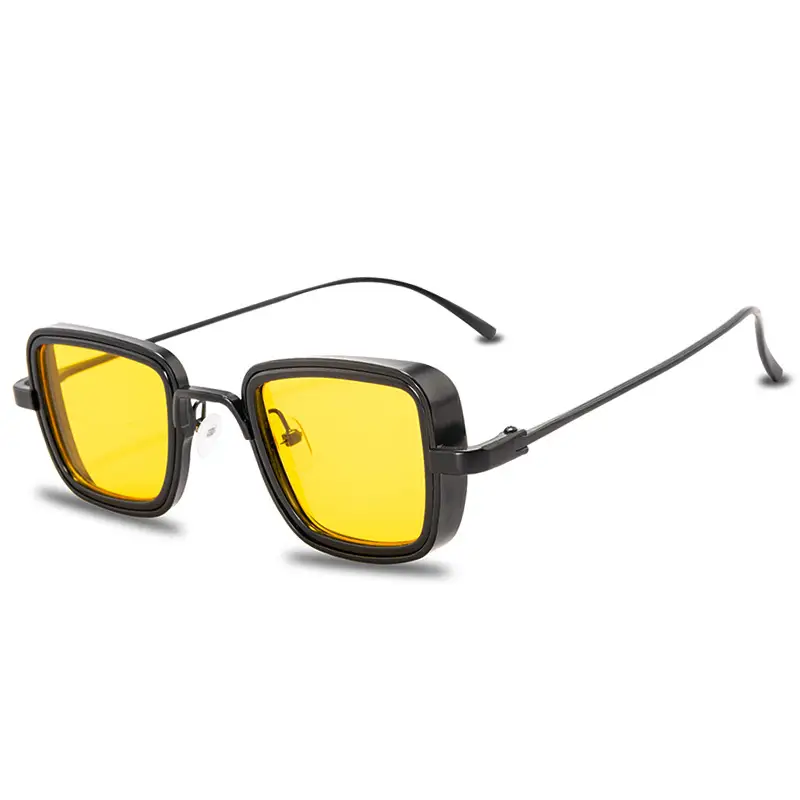 Vintage Steampunk Sunglasses Men Retro Metal Square