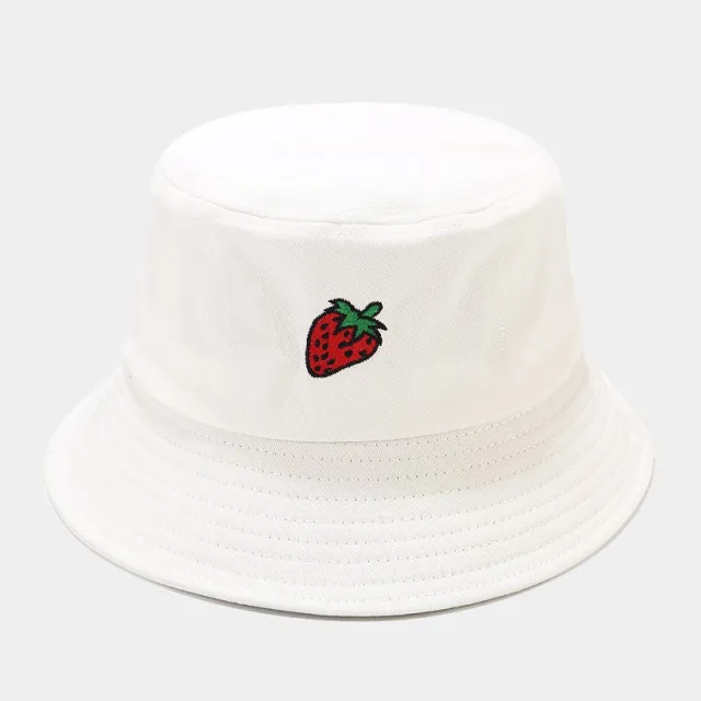Ins New Fruit Pattern Embroidery Fisherman Hat Female Summer Outdoor Wild Sun Hat Couple Simple Basin Hat Tide Style4 One Size - Shop at LoveMi