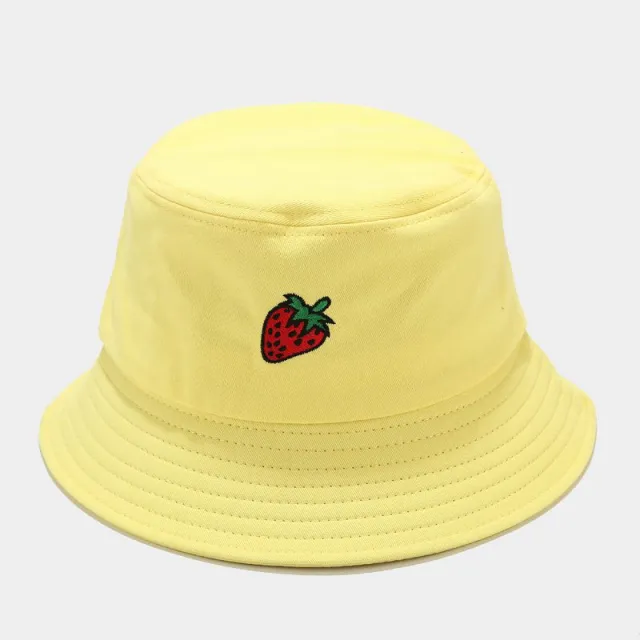 Ins New Fruit Pattern Embroidery Fisherman Hat Female Summer Outdoor Wild Sun Hat Couple Simple Basin Hat Tide Style1 One Size - Shop at LoveMi