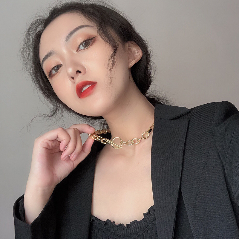 European And American Hip hop Fashion Street Style Cold Wind Buckle Necklace