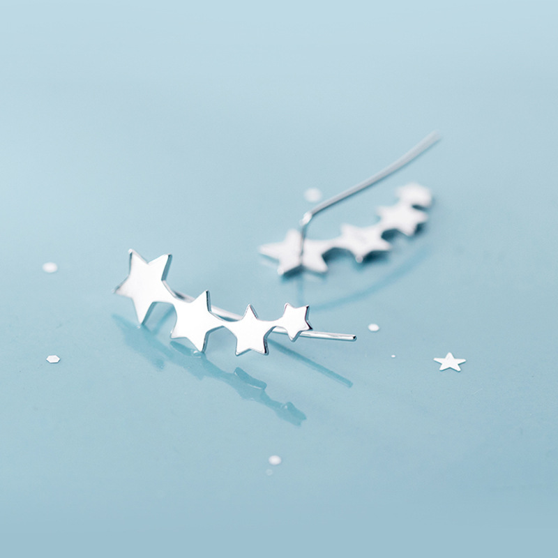Temperament Row Of Five-Pointed Star Earrings
