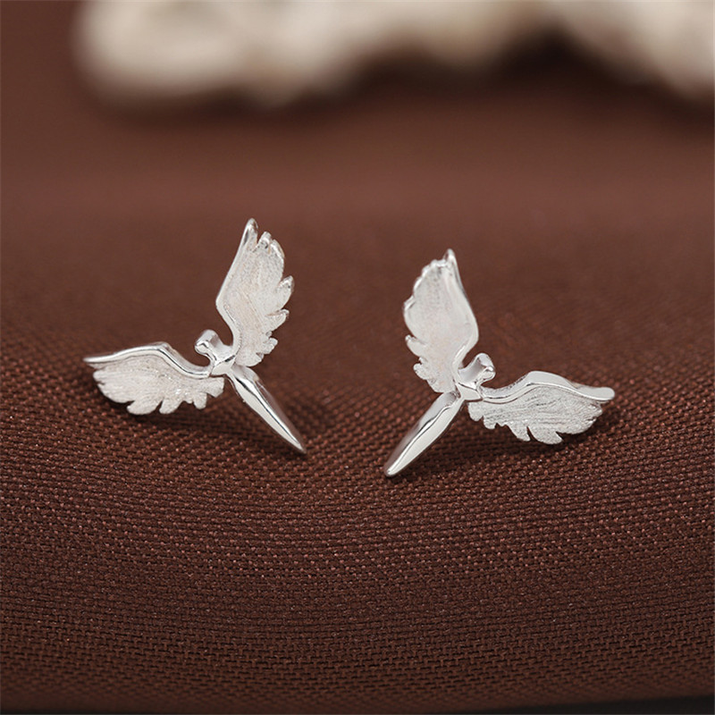 S925 Sterling Silver Goddess Angel Wings Earrings