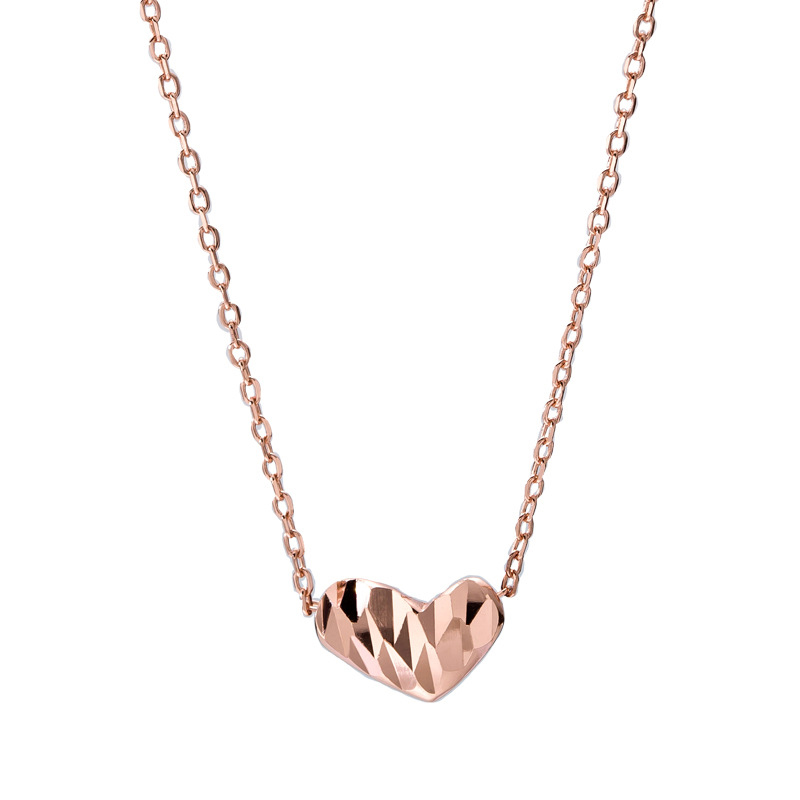 Double-sided Small Love Heart Rose Gold Pendant Color Gold Clavicle Girlfriends Necklace