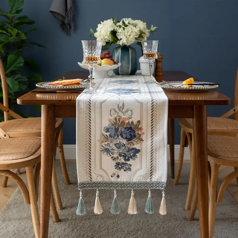 Table Runner Chenille Tassel Household Cloth Polyester Custom