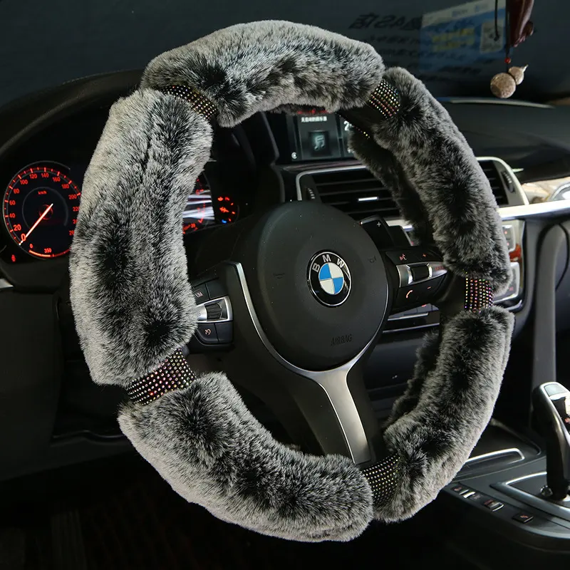 Car Steering Wheel Cover Winter Plush Korea Diamond Fashion