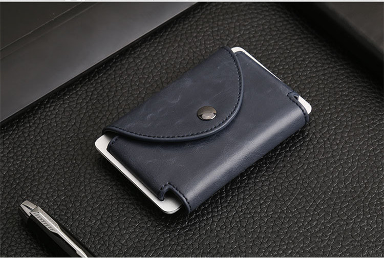 New European And American Crazy Horse Leather Male Card Holder Leather Retro Anti-Degaussing Theft Credit Card Package RFID Aluminum Alloy Credit Card Case