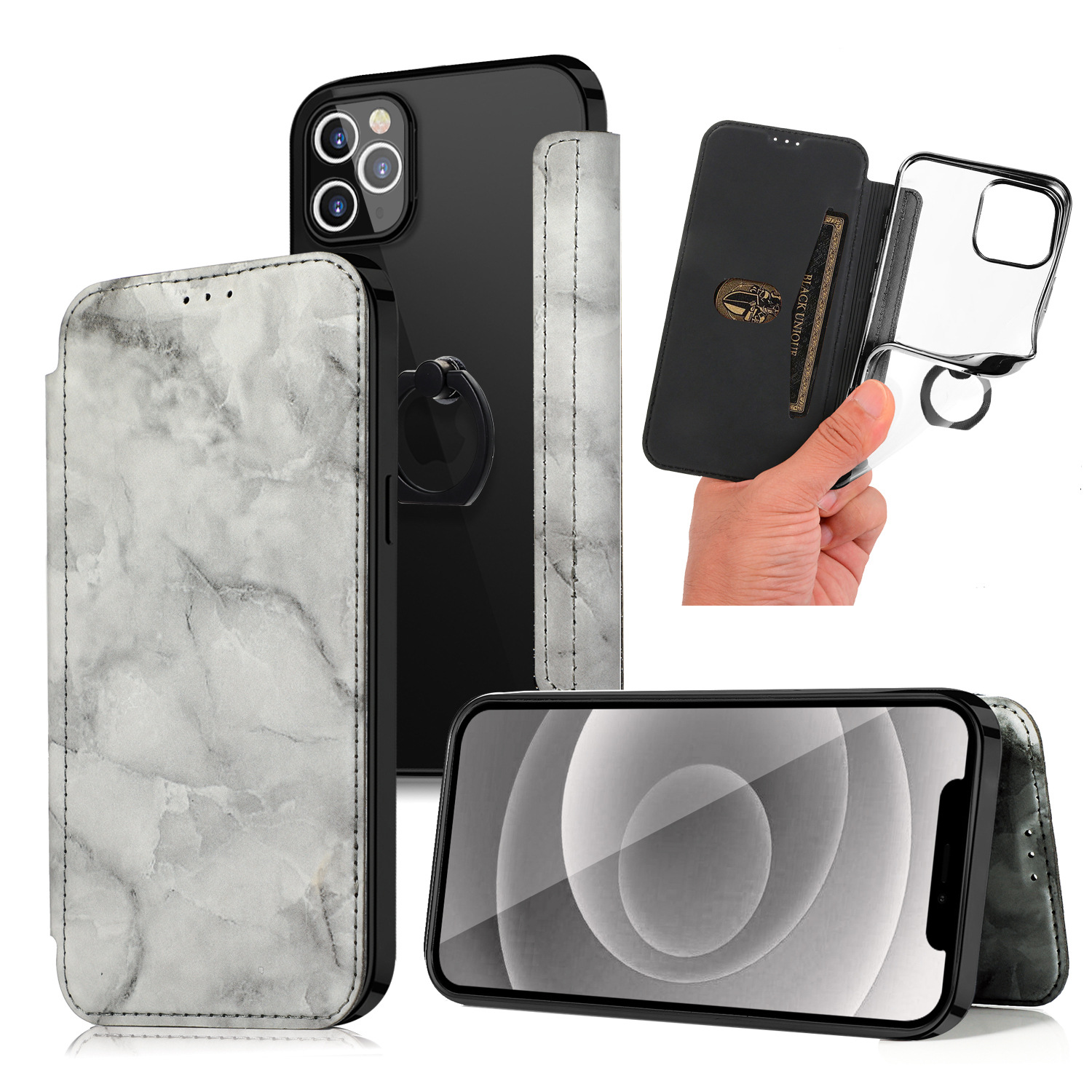 Title 9, iPhone 12 Pro Ring Marble Mobile Phone Holster ...