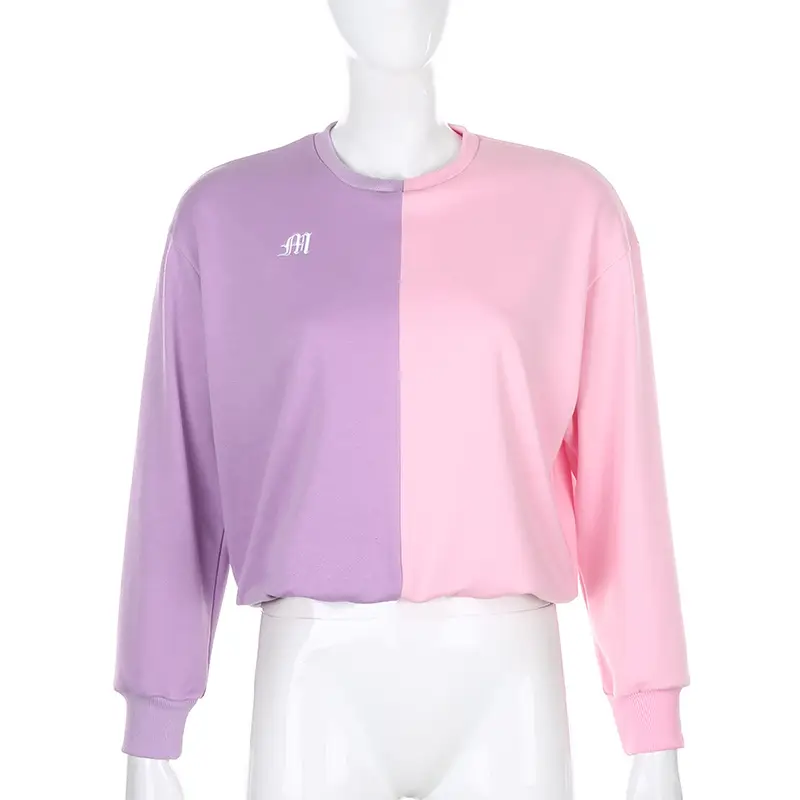 Letter Embroidery Contrast Stitching Sweatshirt