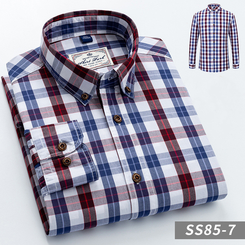 New Cotton Plaid Shirt Men'S Long-Sleeved Spring And Autumn Men'S Self-Cultivation England