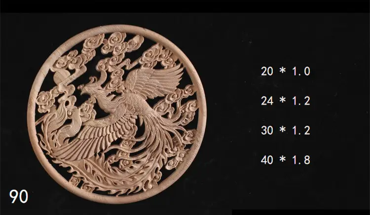 Solid Wood Carved Chinese Patch Round Flower