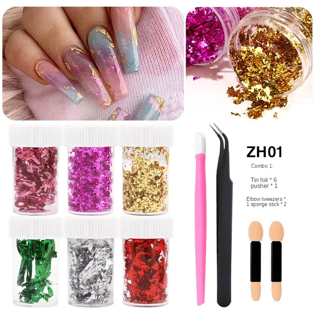 European And American Thin Color Double Sided Foil Paper Nail Color Foil Fragment Tool Set 1 Style - Shop at LoveMi