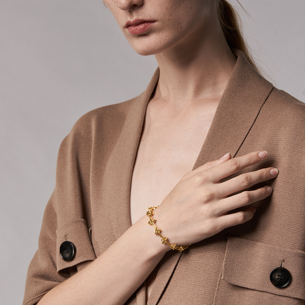 18K Gold Plated Titanium Steel Rope Knot Chain Bracelet